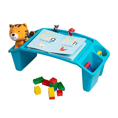 Mind Reader Kids Lap Desk, Portable Activity Tray with Side Storage, Stackable Plastic Desk for Drawing, Snacks, Study, Set of 2, Blue - color: Blue