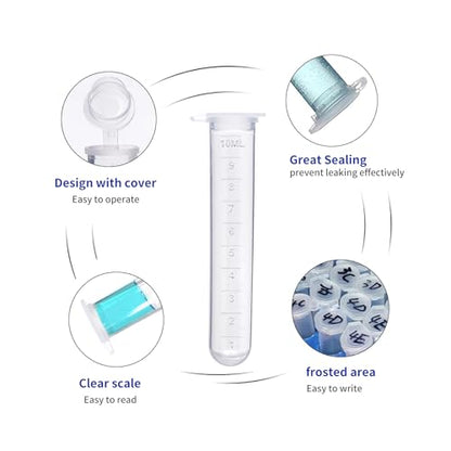 10ml centrifuge Tubes 200PCS,Centrifuge Tubes with Attached Lid,Clear Round Micro Centrifuge,Small Sample Bottle Vials Container for Lab,Plastic Lab Snap Tubes,Clear Graduation - size: 10ml-whtie