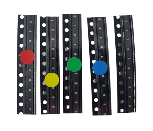 0402 SMD LED Assortment Kit, Surface Mount LEDs, 5 Colors, Red Blue Green Yellow White, 50 Pieces Total - size: Package: 0402