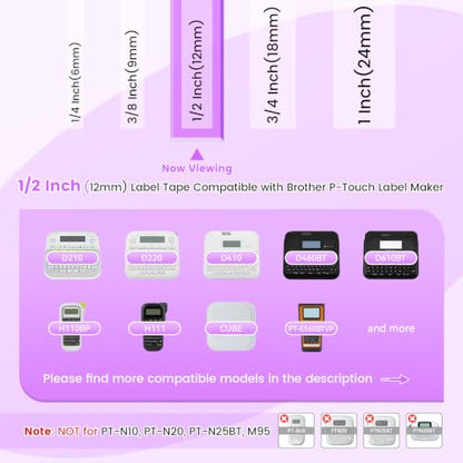 5-PK Replace for Brother Label Maker Tape 12mm 0.47 Laminated Clear TZe-131 - color: Black Ink on Clear Tape, size: 1/2 inch 26.2 feet (12mm x 8m)