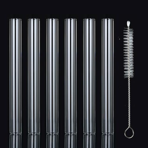 6 Pcs Borosilicate Glass Tube 12mm OD 2mm Thick Glass Blowing Tubes with Cleaning Brush (4 Inch)