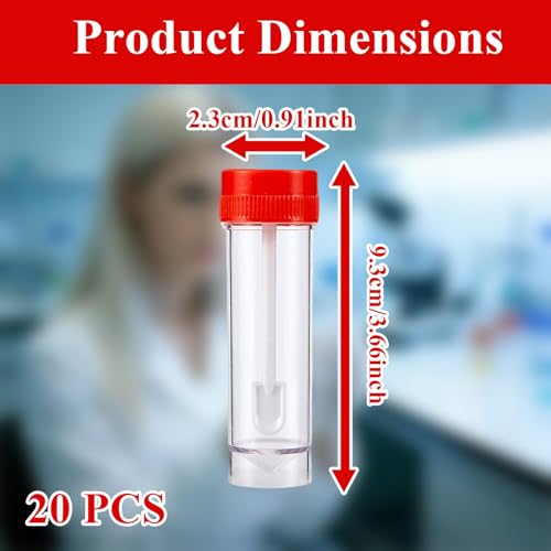 Stool Sample Collection Kit,25-30ml Screw Top Sample Jar with Spoon ﻿ - color: RED