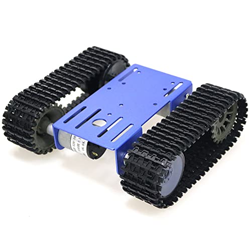 SmaringWing DIY Tracked Robot Chassis Smart Tank Car Chassis Kit with 2pcs Motor, Caterpillar Moving Robotic Tank Platform with Plastic Tracks for Arduino Raspberry Pie Microbit Python Steam (Blue) - color: Blue