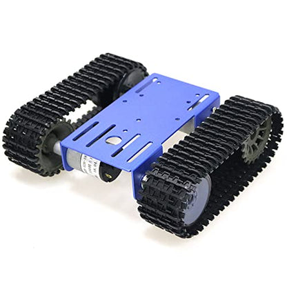 SmaringWing DIY Tracked Robot Chassis Smart Tank Car Chassis Kit with 2pcs Motor, Caterpillar Moving Robotic Tank Platform with Plastic Tracks for Arduino Raspberry Pie Microbit Python Steam (Blue) - color: Blue