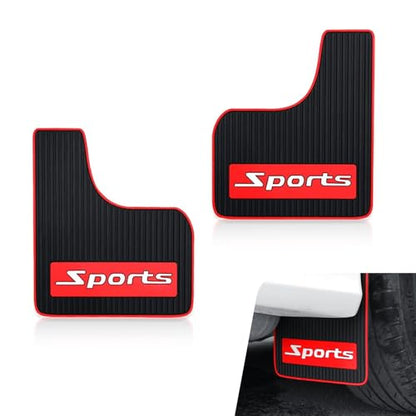 2 PCS Car Mud Flaps, 9.06" x 10.63" Soft Rubber Wheel Fender Splash Guard, Non-Collision Front and Rear Splash Mudguard, Universal for Most Cars SUVs Trucks (Sports) - color: Red & Black