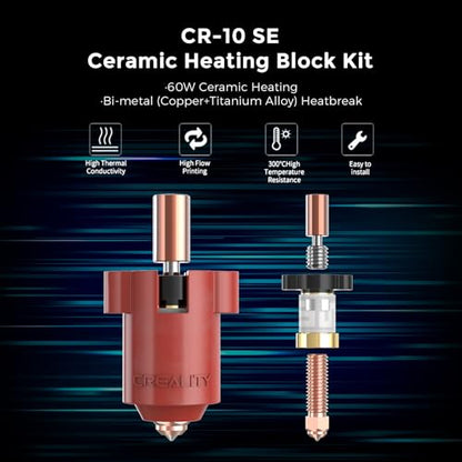 Creality Official CR 10 SE Hotend Kit, Upgrade Ceramic Heating Block Kit, Quick Swap Nozzle Kit, 300°C 60W Fast Heating High Thermal Conductivity Original Hot End for Creality CR-10 SE 3D Printer - style: CR-10 SE