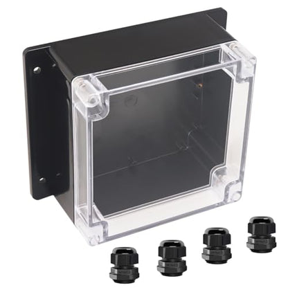 Junction Box IP65 Waterproof ABS Plastic Electrical Project Case Power Junction Boxes, Clear Cover Project Box with Fixed Ear 6.30x6.30x3.54 inch (160 x 160 x90 mm) - color: Clear, size: 6.30"x6.30"x3.54"