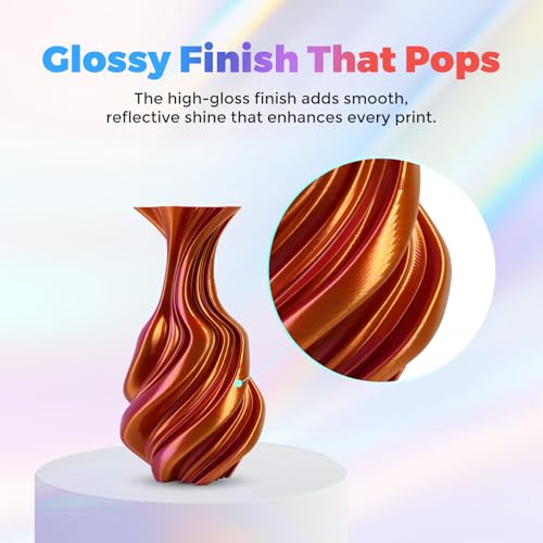 FLASHFORGE Silk Dual Color Filament, Gold and Rose 2 in 1 Coextrusion Silk PLA Filament 1.75mm, 3D Printer Filament Color Change 1kg(2.2lbs) Spool, Dimensional Accuracy +/- 0.02mm - color: Gold and Rose 2 in 1