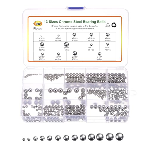 uxcell 600pcs Precision Ball Assortment Kit 1mm 2mm 5mm 5.5mm 6mm 7mm 8mm