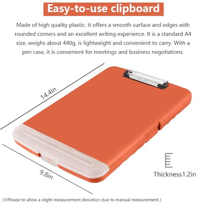 Clipboard with Storage, A4 Binder Nursing Clipboards with Pen Holder, Heavy Duty Storage Clipboards with Low Profile Clip, Clipboard Folder Side-Opening, Smooth Writing Clip Board (Red Brown) - color: Red Brown