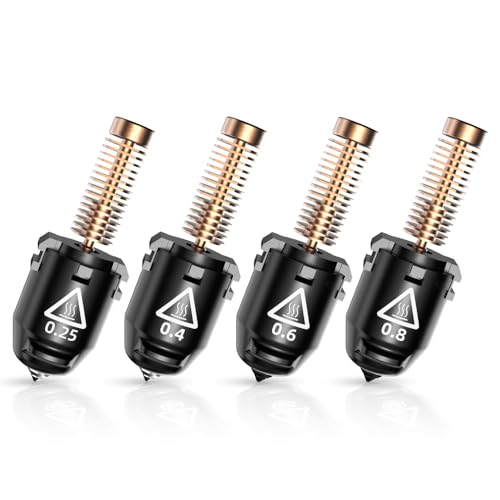 FLASHFORGE AD5M Series High Speed Nozzle Bundle, 32mm³/s High Flow, 35S Fast-Heat 200℃, 3S Quick-Release 0.25/0.4mm Copper Nozzle and 0.6/0.8mm Hardened Steel Nozzle Set, for All Your Printing Needs - size: 0.25+0.4+0.6+0.8mm Nozzle Set