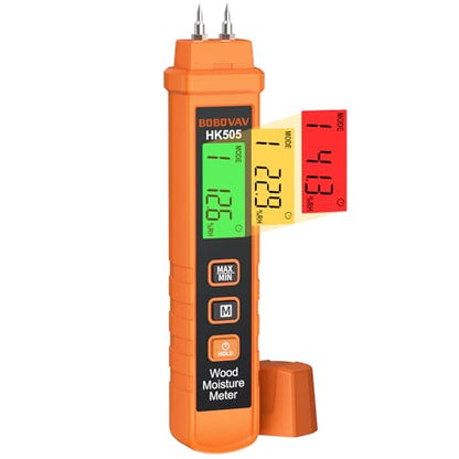 Wood Moisture Meter - Pin Type with 7-Material Calibration