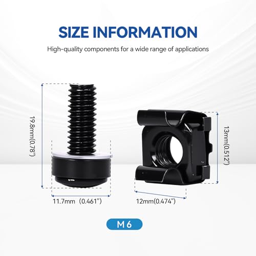 30-Pack M6 x 20mm Rack Mount Screws and Cage Nuts for Server Racks、Routers&Audio Equipment Cabinets Wall Server Network Enclosure Mount Screws - color: Black-M6, size: 30 Pack