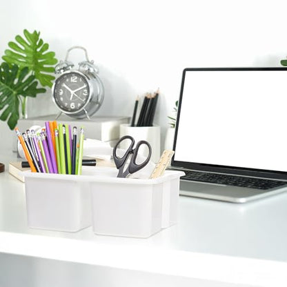 Threehoney 12 Pack Classroom Caddy 3 Compartment with Handle, White - color: White