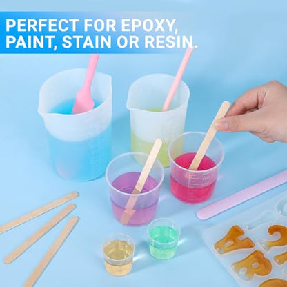 Gartful Epoxy Measuring Cups Kit - 10 Pack, 30/50/100/200ml Mixing Cups for Epoxy Resin Crafts, Liquid Measuring, Resin Mixing, Paint Pouring, Slime Making - size: 30/50/100/200ml