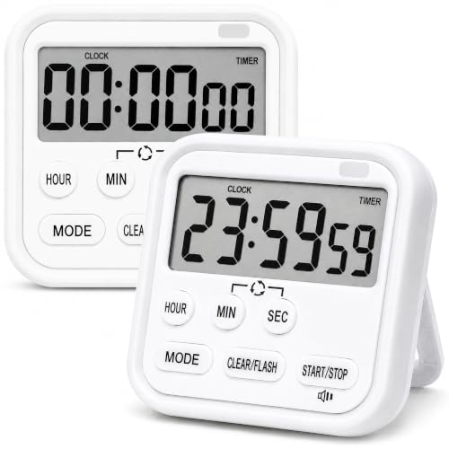 Digital Timer for Kids Classroom Kitchen Timers 24H Timer Clock White - color: White