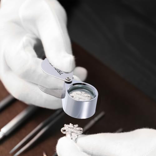 Jewelers Loupe 30x Foldable Hand Lens Eye Loops Magnifier Jewelers Loupe Pocket Magnifying Glass for Detecting Coin Diamonds Gems Jewelry Stamps Antiques