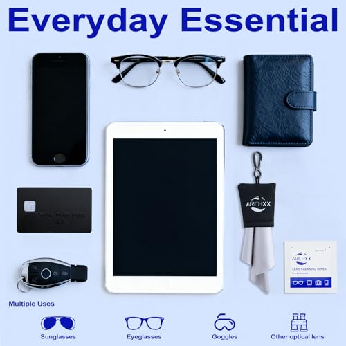 ARCHXX 400 Count Lens Wipes for Eyeglasses, +1 Clip-On Pouch Microfiber Lens Cleaner, Individually Wrapped Pre-Moistened Eye Glasses Cleaner Wipes for Glasses, Sunglasses, Camera Lenses, Streak-Free