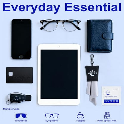 ARCHXX 400 Count Lens Wipes for Eyeglasses, +1 Clip-On Pouch Microfiber Lens Cleaner, Individually Wrapped Pre-Moistened Eye Glasses Cleaner Wipes for Glasses, Sunglasses, Camera Lenses, Streak-Free