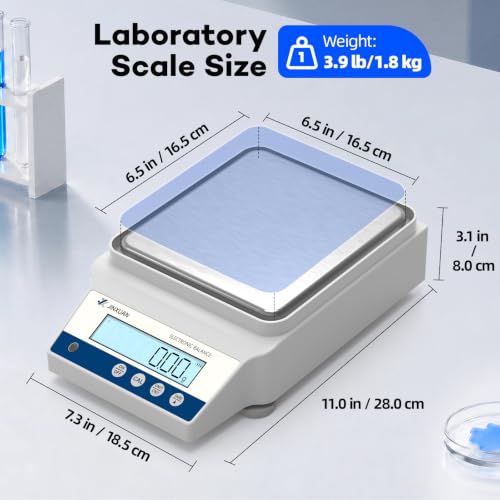 Digital Lab Scale 5000x0.01g High Precision Digital Scale with RS232 Port & 17 Units, Chemistry Scale Scientific Scale Jewelry Scale for Gold Powder Laboratory Kitchen LCD Display 500g Weight - size: 5000g/0.01g with RS232 / 500g Calibration Weights