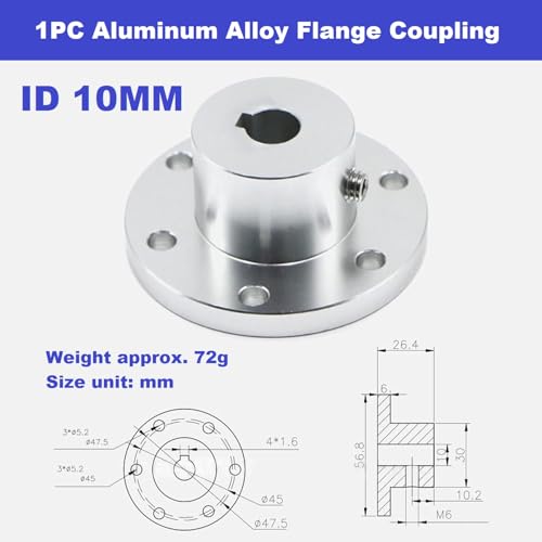 Aluminum Alloy Flange Coupling, 10 mm Inner Dia with Locking Key Slot, Flange Shaft Connector for Connecting Motor and Wheel DIY Model RC Parts (1Piece） - style: 10mm with Keyway