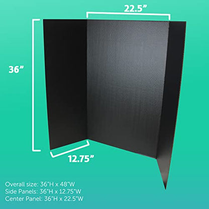 Flipside Products 36” x 48” Project Boards for Presentations, Science Fair, School Projects, Event Displays and Trifold Picture Board, Proudly Made in USA - Black - 24 Pack - color: Black, size: 24 Pack