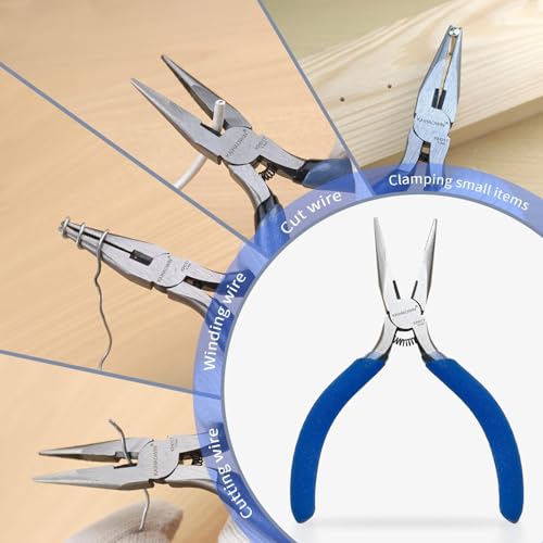 KAIHAOWIN 5" Small Needle Nose Pliers - 2 Pack, Precision Mini Pliers for Jewelry Making, Crafts & Electronics, with Wire Cutter & Spring Loaded Handle, Thin Long Nose Tweezers for Tiny Projects - size: 2 Pack