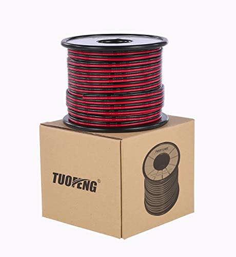 TUOFENG 18 AWG 2-Conductor Tinned Copper PVC Wire, Red/Black, 66 ft - size: 18 AWG PVC 2-Conductor Wire 66ft