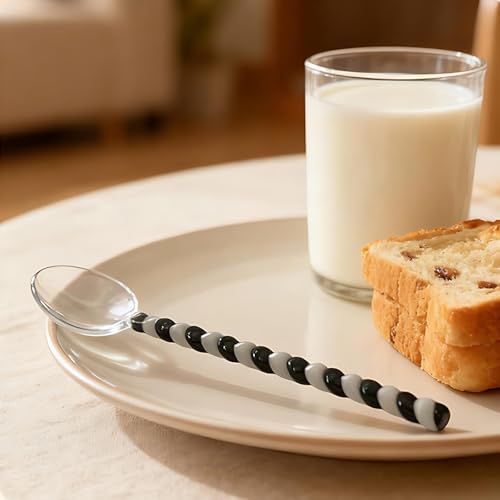Glass Coffee Spoons 6.7 Inch Clear Crystal Coffee Cocktail Mixing Spoon with Spiral Handle Ice Cream Yogurt Jam Dessert Scoop Swizzle Stick Stirrer for Bar Cafe Party (Yellow) - color: Yellow