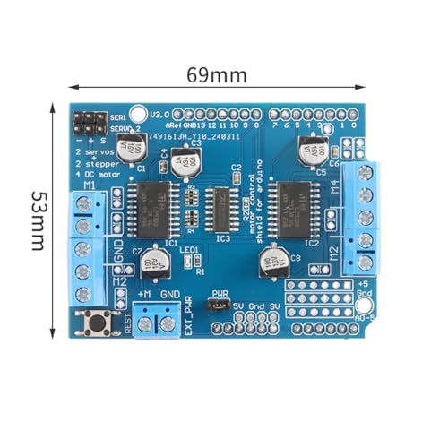 2 Pack L293D DC Stepper Motor Control Shield Servo Driver Expansion Board Module for Arduino Mega2560 2/4 Channel R3 L293