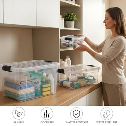 Superio Clear Plastic Storage Bins with Lid, 4.5 Quart Box, Organizing Containers, Stackable Plastic Tote for Home, Garage, Dorm, School, and Office - size: 4.5 Quart
