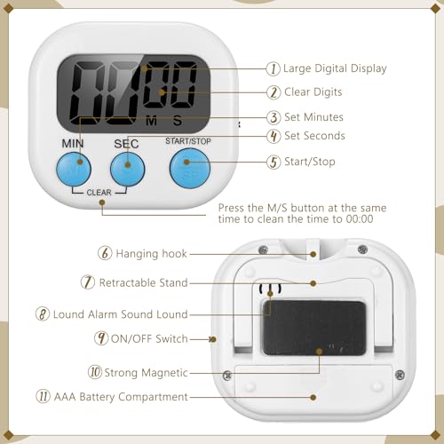 Flutesan 16 Pack Digital Timers for Classroom with Lanyards, Classic Color - color: Black, White, Yellow, Orange