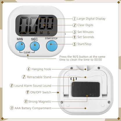 Flutesan 16 Pack Digital Timers for Classroom with Lanyards, Classic Color - color: Black, White, Yellow, Orange