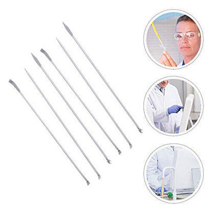 Hemobllo 6-Pack Stainless Steel Reagent Sampling Spoons Spatula Set for Deep Bottle Sampling Powder Scooping Mixing Chemistry Lab and Kitchen Use