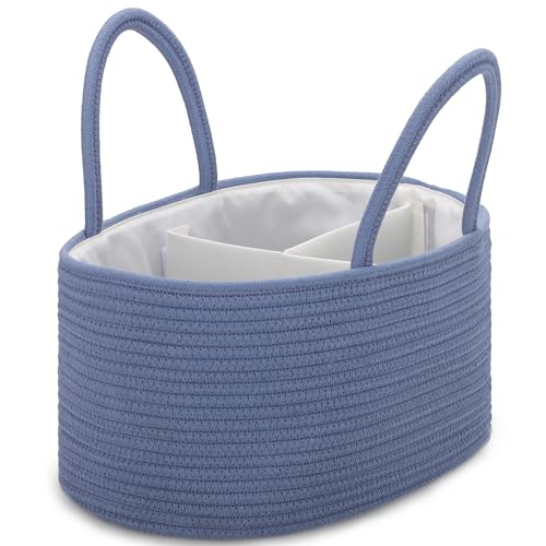 COMSE Large Cotton Rope Baby Diaper Caddy Organizer, Folkstone Gray - color: Folkstone Gray, size: Large