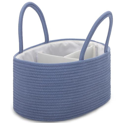 COMSE Large Cotton Rope Baby Diaper Caddy Organizer, Folkstone Gray - color: Folkstone Gray, size: Large