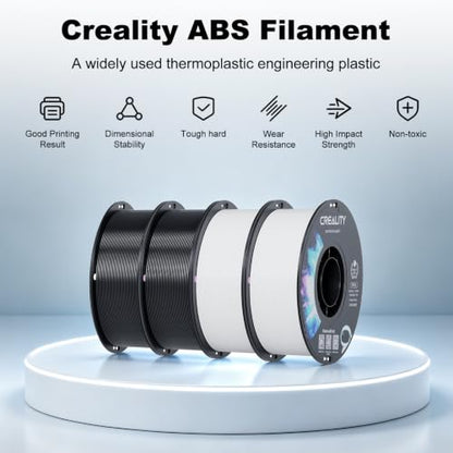 Creality ABS Filament 1.75mm, 3D Printer Filament, 4kg Spool, Black & White - color: Abs Black & White