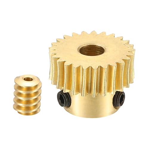 uxcell Worm Gear Set Right Rotation 25T 0.5 Module 1:25 Reduction Rate - size: Gear-4mm, Rod-1.98mm Bore, style: 0.5M-25T