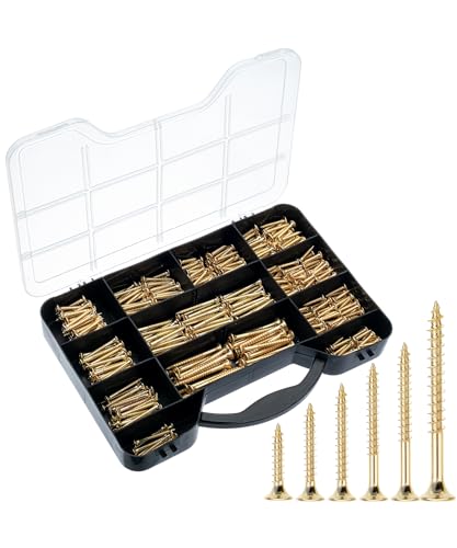 Mr. Pen- Wood Screws Assortment Kit, 456 pcs, Gold, Phillips Flat Head - color: Gold, size: 456 pcs