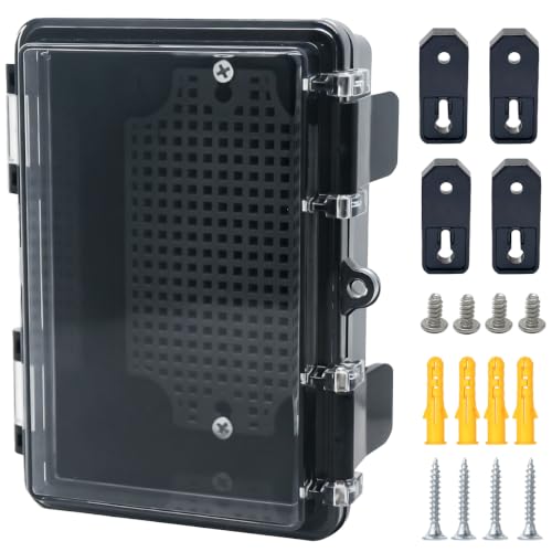 Junction Box, Hinged Black Clear Cover IP67 Waterproof ABS Project Box with Mounting Plate Electrical Box Enclosure with Wall Bracket 5.9 x 3.9 x 2.8inch(150x100x70mm) - color: Clear, size: 5.9"x3.9"x2.8"