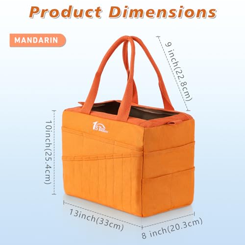 Art Craft Supply & Pottery Bag – 36 Pockets – Detachable Shoulder Strap - Handles – Removable Padded Divider - Washable – Tools, Knitting, Crochet, Yarn, Sewing, Scrapbooking, Clay, Tote - color: Mandarin