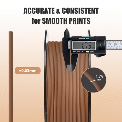 ERYONE Matte PLA Basic 3D Printer Filament 1.75 +/- 0.03mm, Matte Filament 1KG(2.2LBS) Spool, Chocolate Brown - color: Lite Matte Chocolate Brown