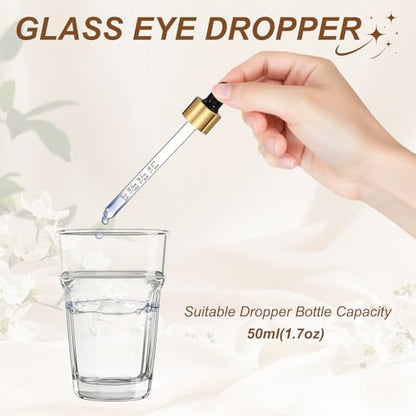 PATIKIL Glass Eye Dropper w/Measurement mark for 1.7oz Glass Bottles 10Pcs - color: Black/Gold Top, size: 1.7oz