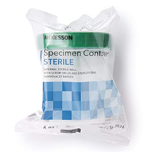 McKesson 16-9526-Case General Purpose Specimen Container High Density Polyethylene Screw-On 4 oz. / 120 Cc Sterile (Pack of 100)