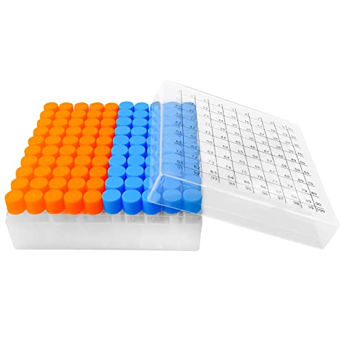 100Pcs 2ml Cryo Tubes Plastic Cryogenic Vials with Screw Caps, PP Material
