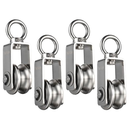 Cable Pulley Wheel Stainless Steel, Bearing Inside, Rope Pulley for Pulley System, Gym Equipment, Clothesline, 4 Pack - size: 4pcs pulley with round ring