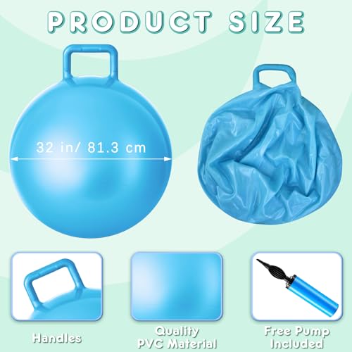 Lewtemi 6 Pcs Hopper Ball with Handle, 32 Inch, Blue Color - color: Blue Color, size: 32 Inch