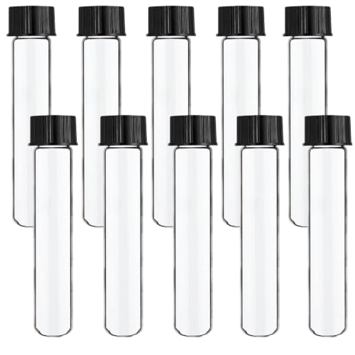 10pcs 16x150mm Glass Test Tubes, 15ml Boro Clear Propagation Tube for Plants, Tube Vials Container with Black Screw Cap, Scientific Experiment Candy Storage Crafts Small Bottle Jars - size: 16x150