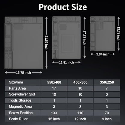 STREBITO Soldering Electronics Repair Mat, Magnetic Work Mat 17.7''x 11.8''