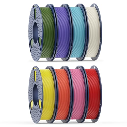 SUNLU Matte PLA Filament 1.75mm, 250g Spool, 8 Rolls Multicolor Bundle - color: C-mattepla-8x250g-bonewhite+red+yellow+olivegreen+blue+orange+purple+pink